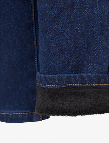 Jean droite grande taille doublé polaire - Bleu brut - 3