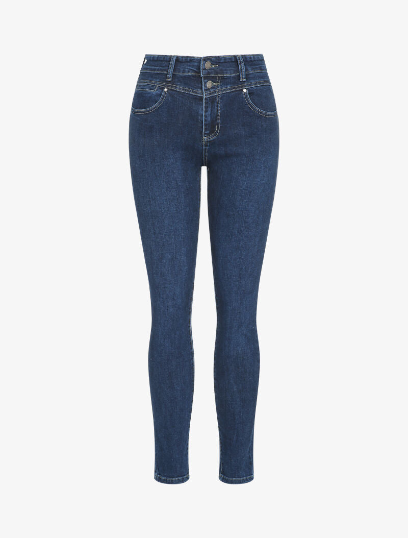 Jean slim taille standard à fermeture à 2 boutons - Bleu - 4