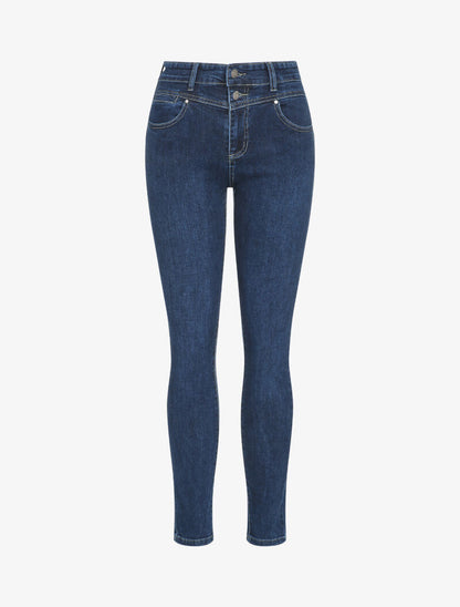 Jean slim taille standard à fermeture à 2 boutons - Bleu - 4