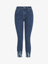 Jean 7/8 à bords coupe franche griffés - Bleu denim - 1