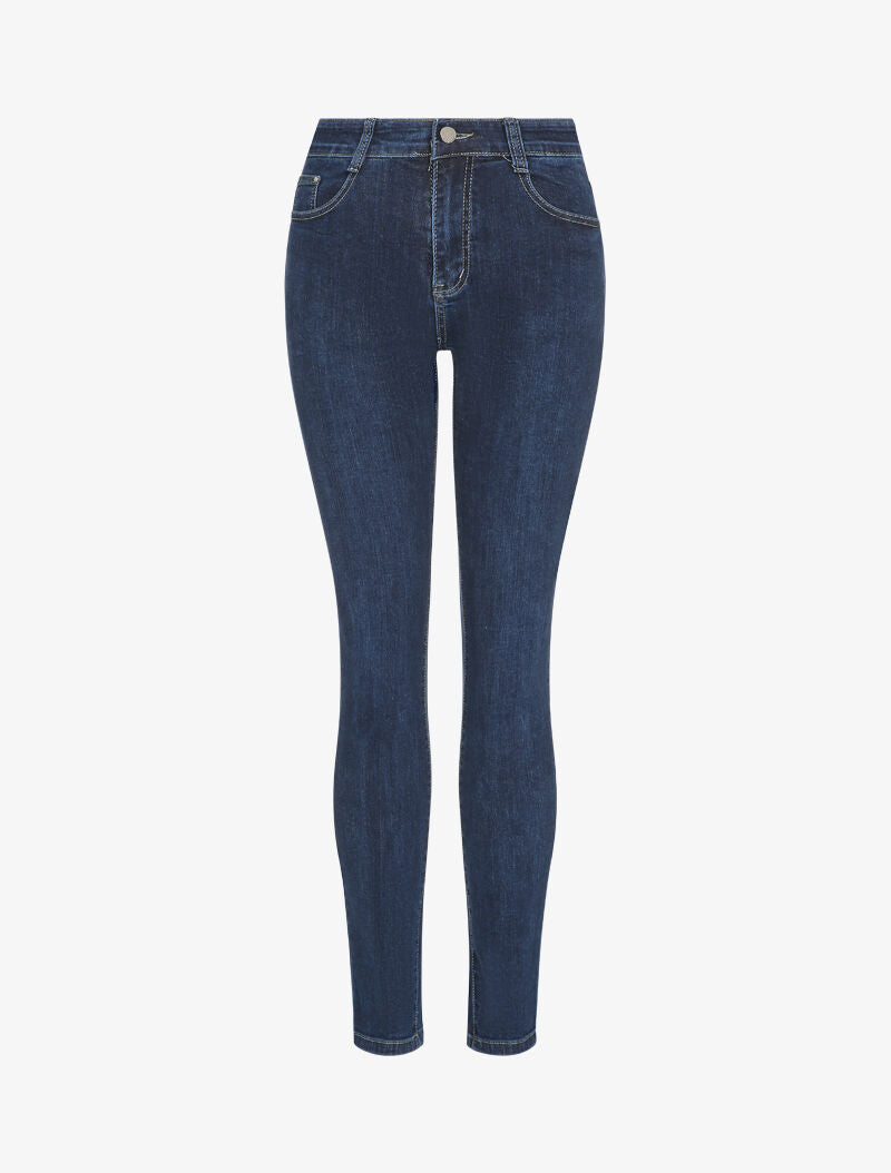 Jean droit stretch à taille standard - Bleu denim - 1