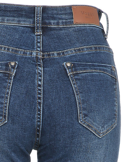 Jean slim légèrement délavé à taille haute - Bleu - 3