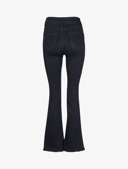 Jean bootcut à chevilles effilochées - Noir - 4