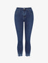 Jean slim 7/8 bords coupe franche à griffures - Bleu denim - 1