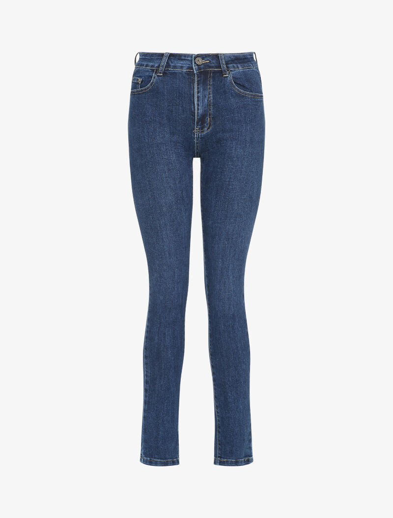 Jean slim stretch à poches à détail strass - Bleu - 4