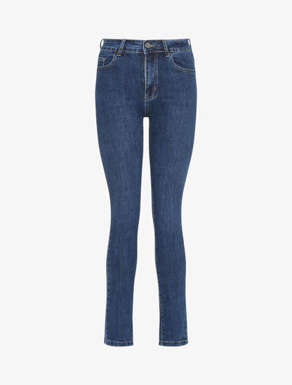 Jean slim stretch à poches à détail strass - Bleu - 4