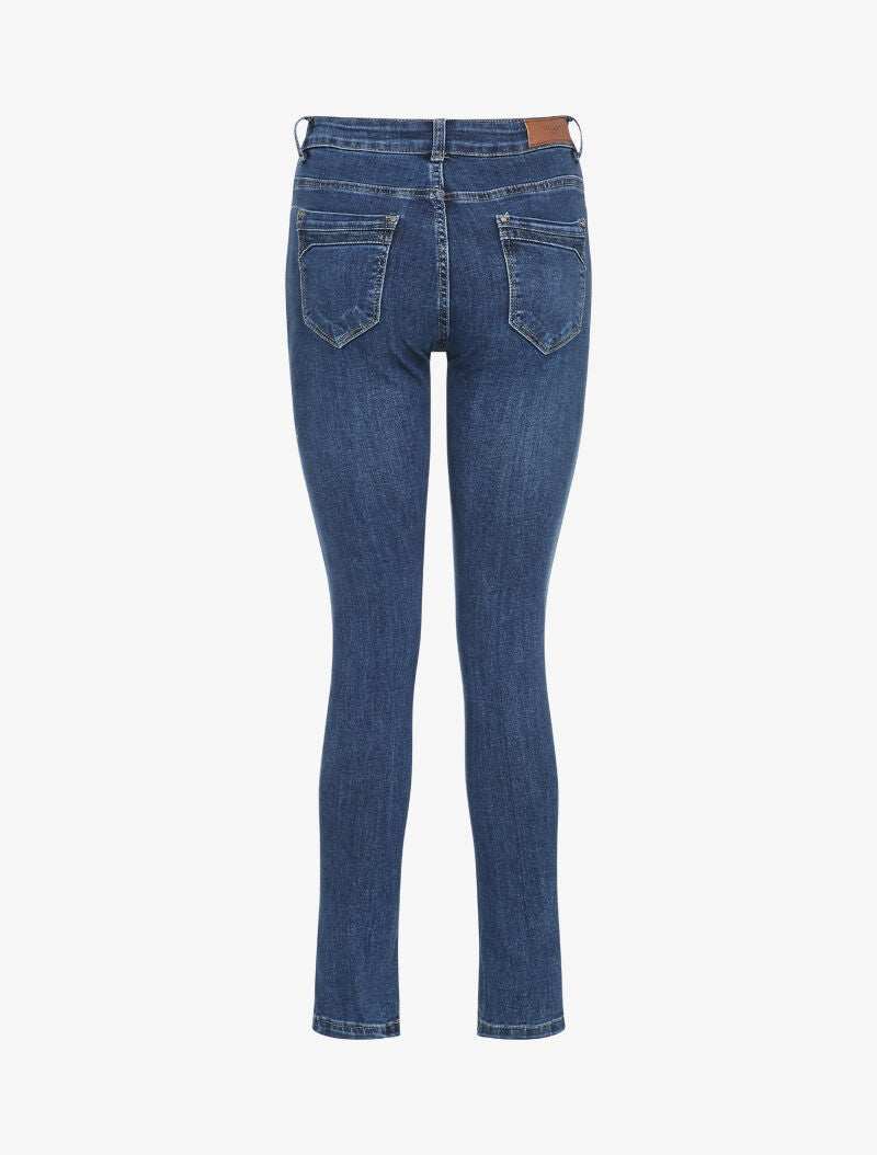 Jean slim stretch à poches à détail strass - Bleu - 2