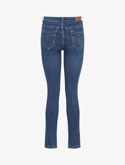 Jean slim stretch à poches à détail strass - Bleu - 2