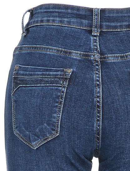 Jean slim stretch à poches à détail strass - Bleu - 3