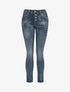 Jean boyfriend à jambes griffées - Denim foncé - 4