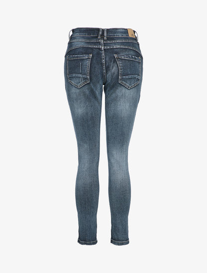Jean boyfriend à jambes griffées - Denim foncé - 2