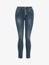 Jean boutonné à coutures stylisées - Denim foncé - 1