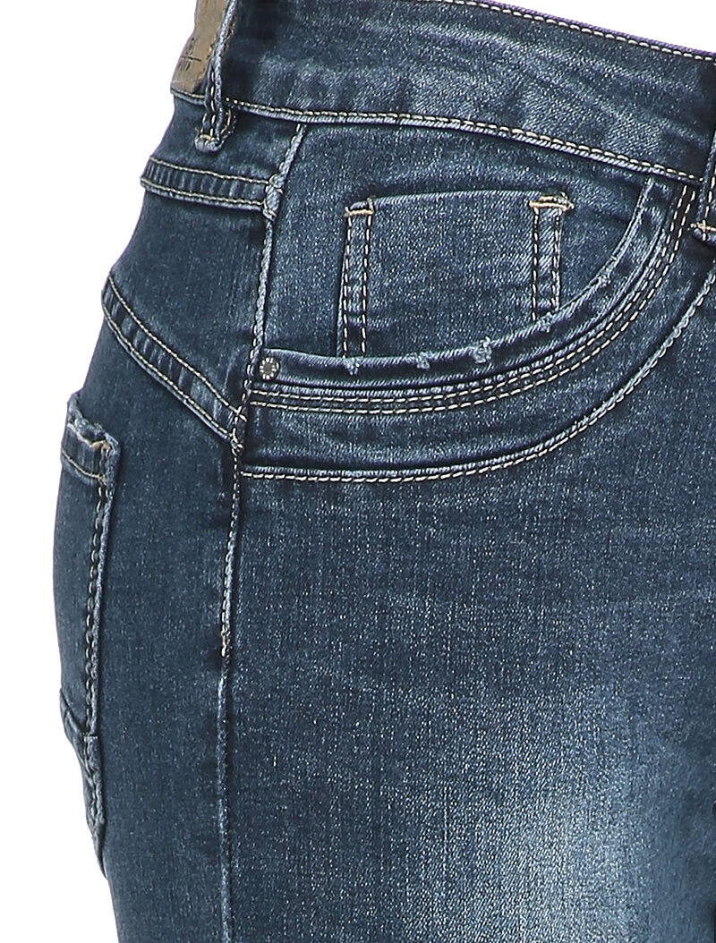 Jean boutonné à coutures stylisées - Denim foncé - 3
