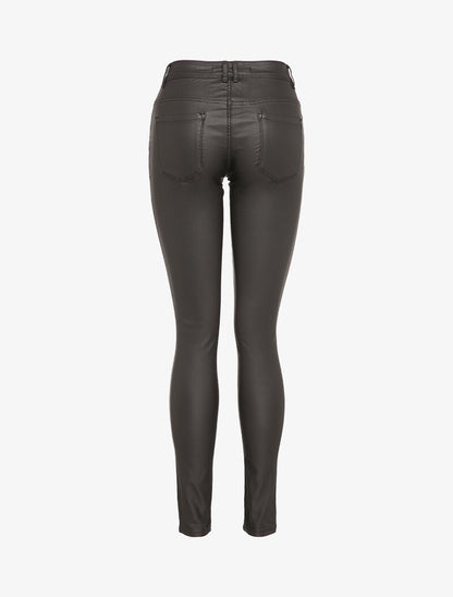 Pantalon enduit coupe slim taille standard - Noir - 2