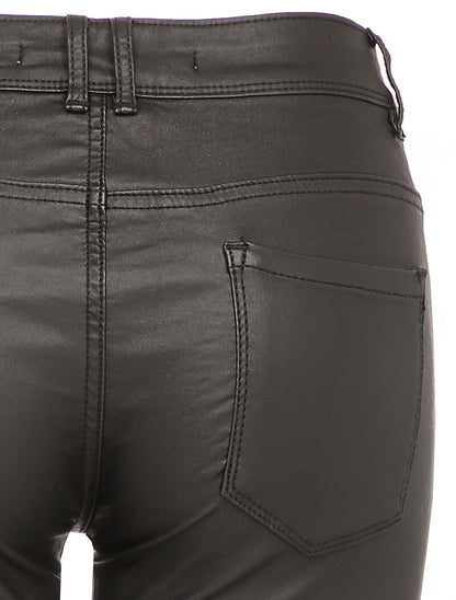 Pantalon enduit coupe slim taille standard - Noir - 3