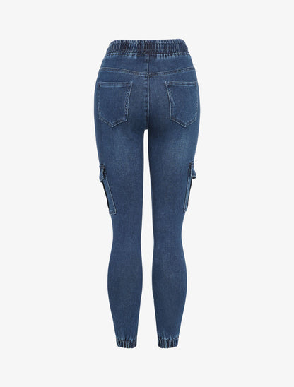 Jean slim style cargo - Bleu denim - 2