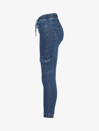 Jean slim style cargo - Bleu denim - 3