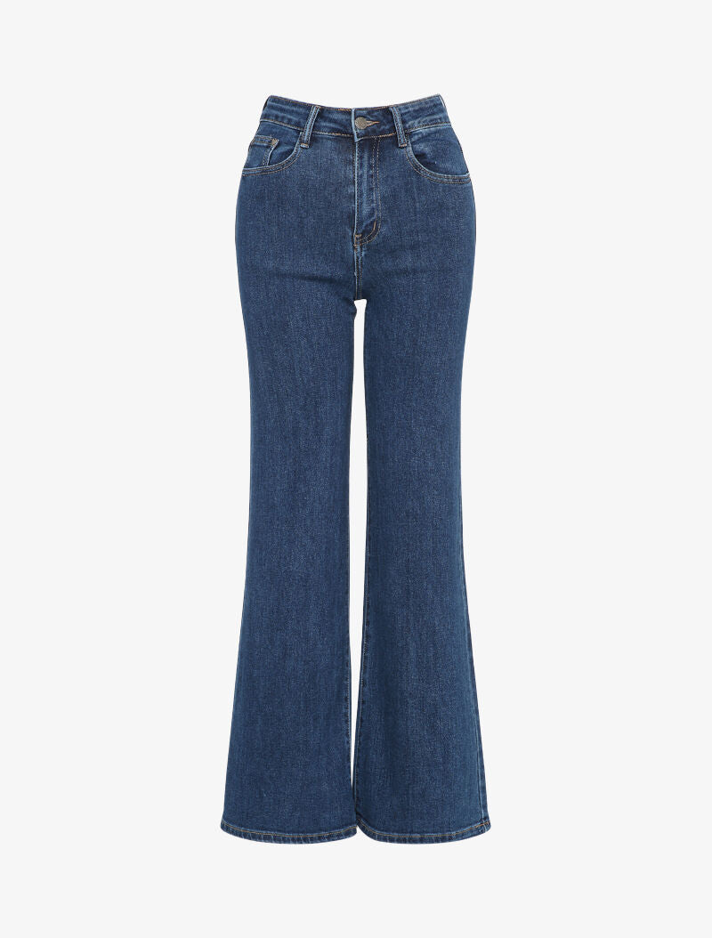 Jean droit à taille haute - Bleu denim - 3