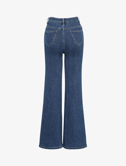 Jean droit à taille haute - Bleu denim - 2