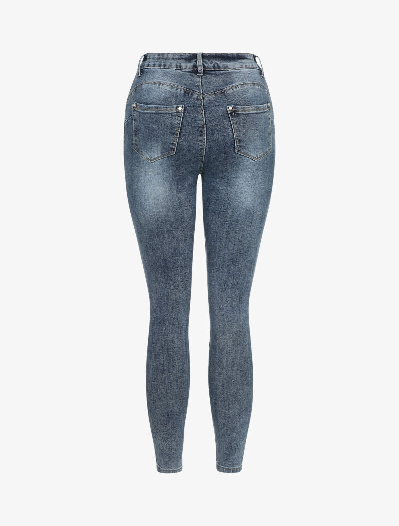 Jean slim stretch et délavé - Bleu - 2