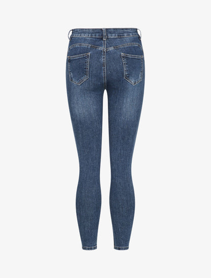 Jean ultra skinny à fines griffures - Bleu denim - 2