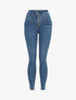 Jean skinny à taille haute boutonnée - Bleu - 1