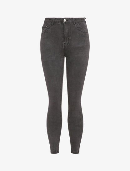 Jean skinny à taille standard - Gris foncé - 4