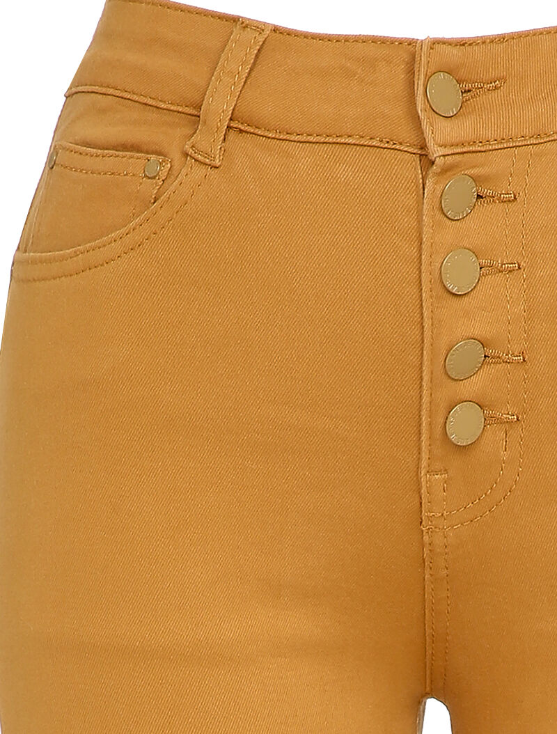 Jean skinny boutonné - Moutarde - 3