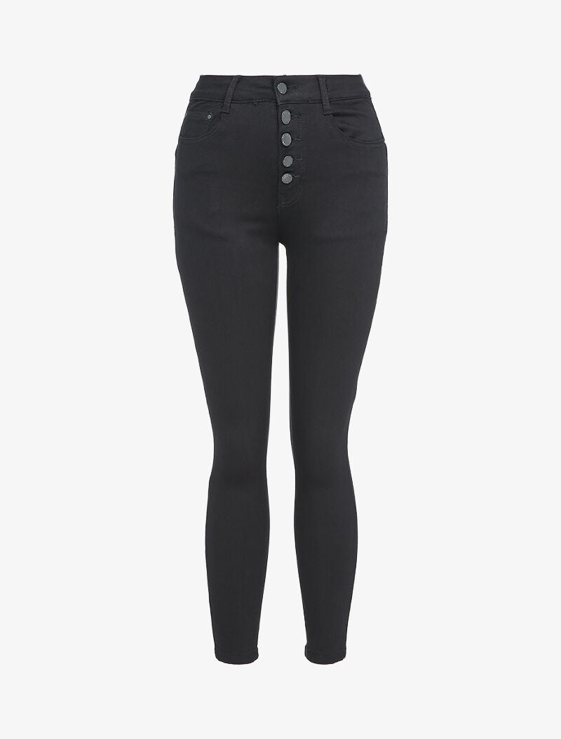 Jean skinny boutonné - Bleu nuit - 1