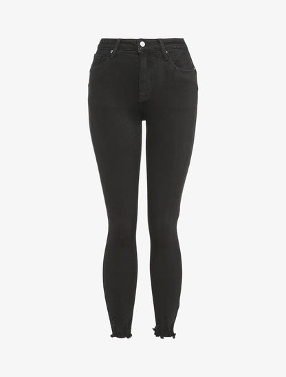 Jean skinny à bords coupe franche - Noir - 4