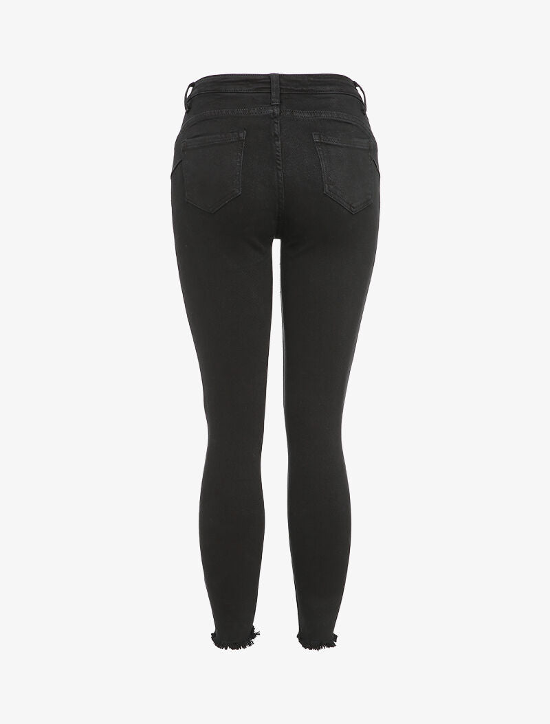 Jean skinny à bords coupe franche - Noir - 2