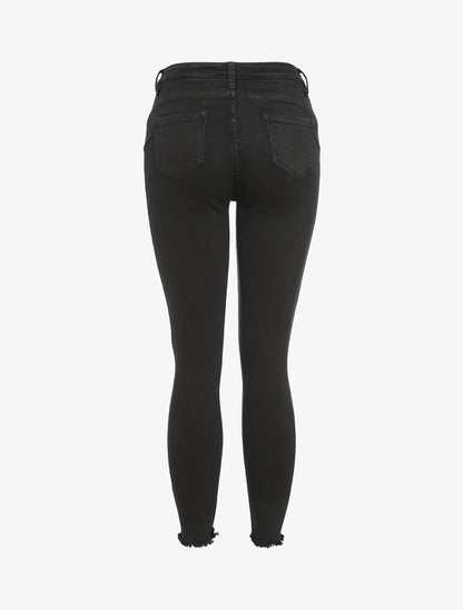 Jean skinny à bords coupe franche - Noir - 2