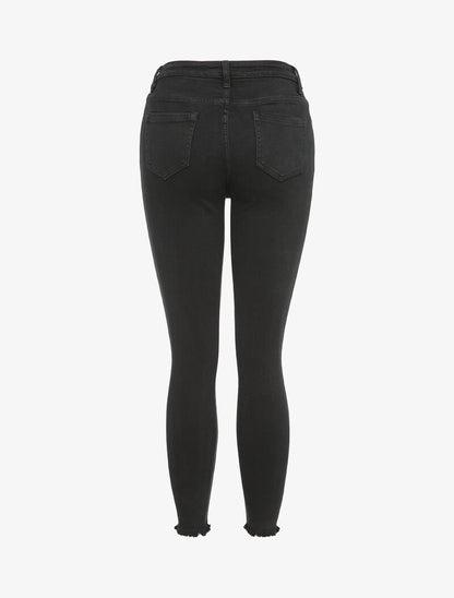 Jean skinny à taille haute et bords coupe franche - Noir - 2