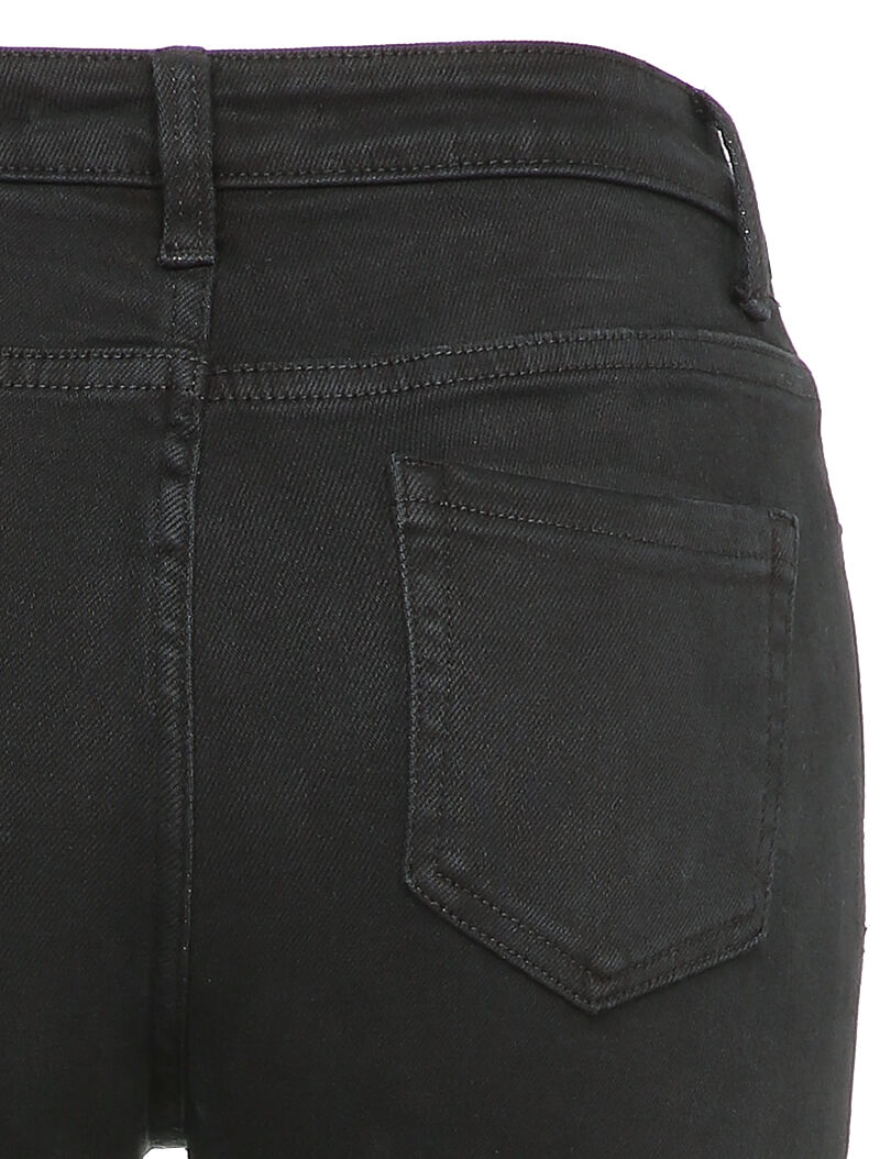Jean skinny à taille haute et bords coupe franche - Noir - 3