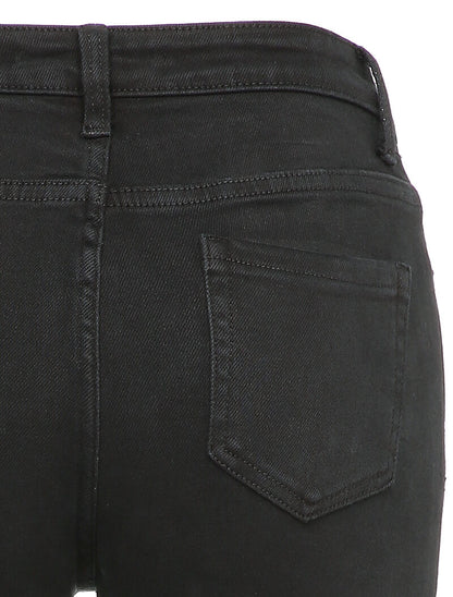 Jean skinny à taille haute et bords coupe franche - Noir - 3