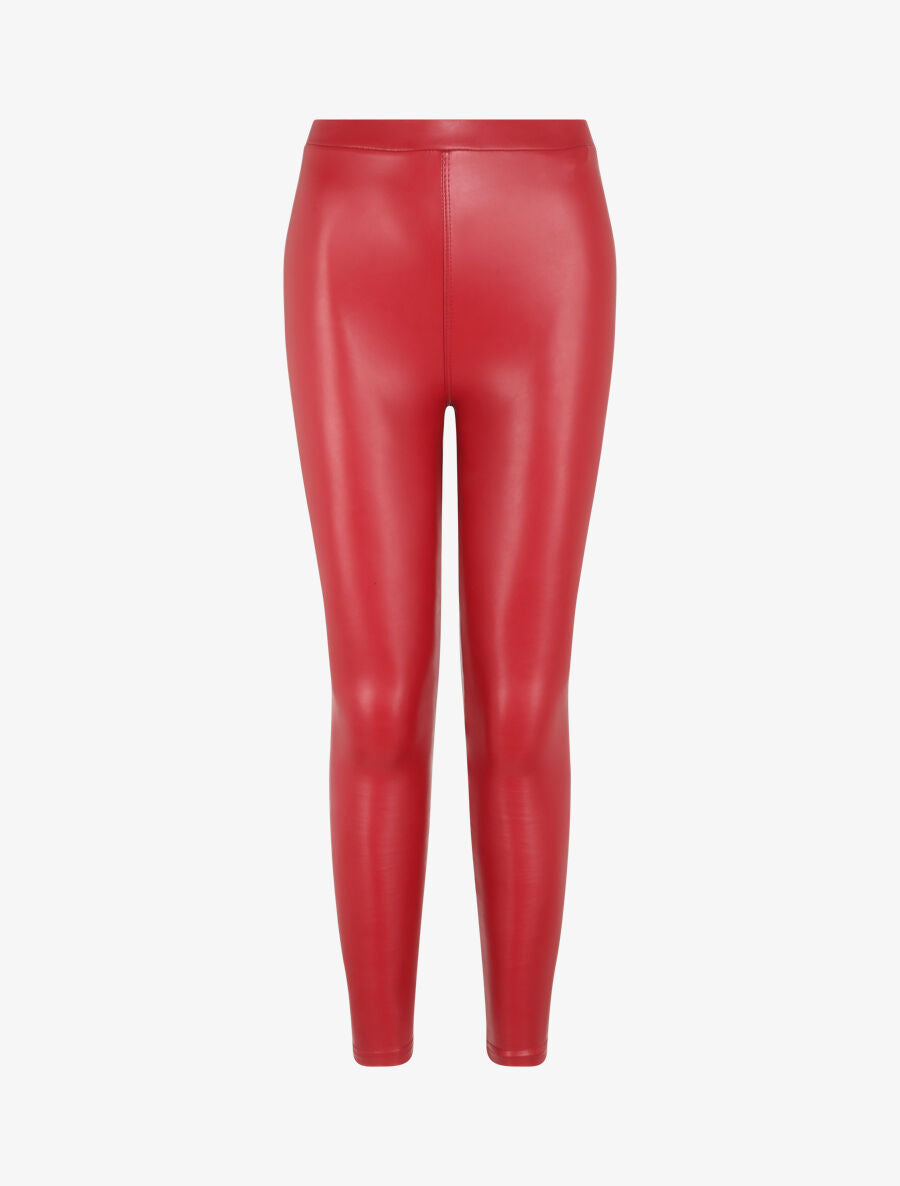 Legging ultra skinny en simili - Rouge - 4