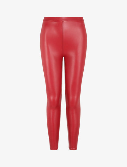 Legging ultra skinny en simili - Rouge - 4