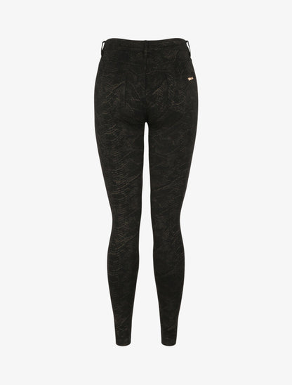Pantalon ultra skinny imprimé écailles dorées - Noir - 2
