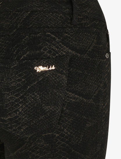 Pantalon ultra skinny imprimé écailles dorées - Noir - 3