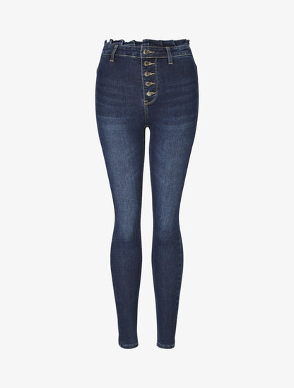 Jean skinny à taille volantée - Bleu denim - 1