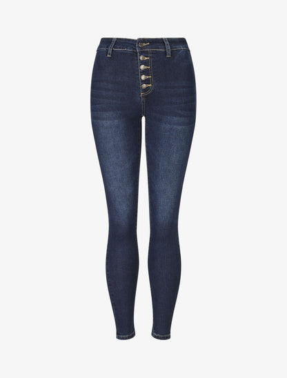 Jean skinny à fermeture boutonnée - Bleu denim - 4