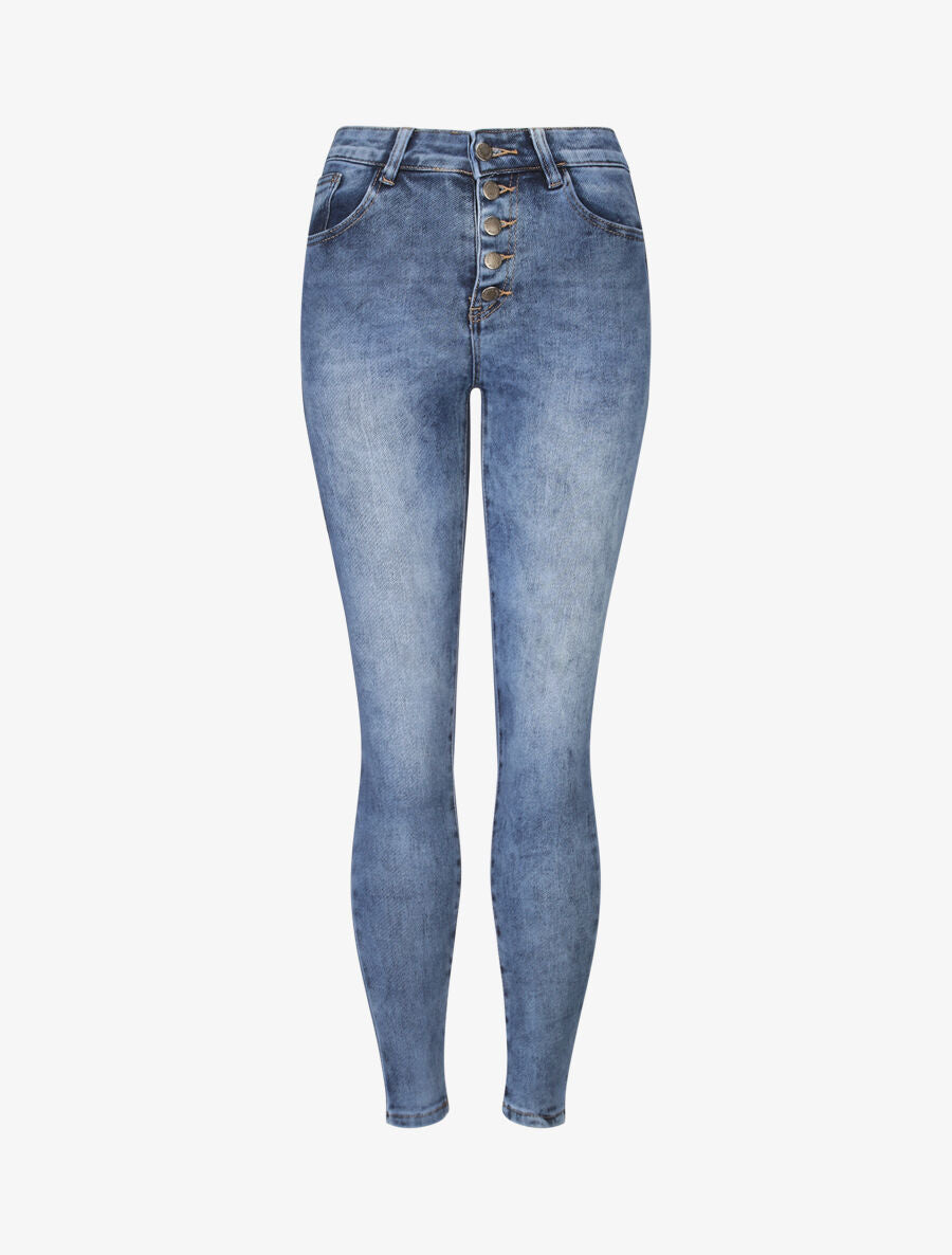 Jean ultra skinny délavé - Bleu - 1
