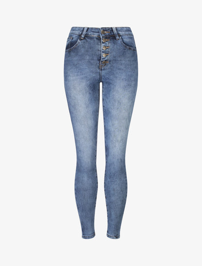 Jean ultra skinny délavé - Bleu - 1
