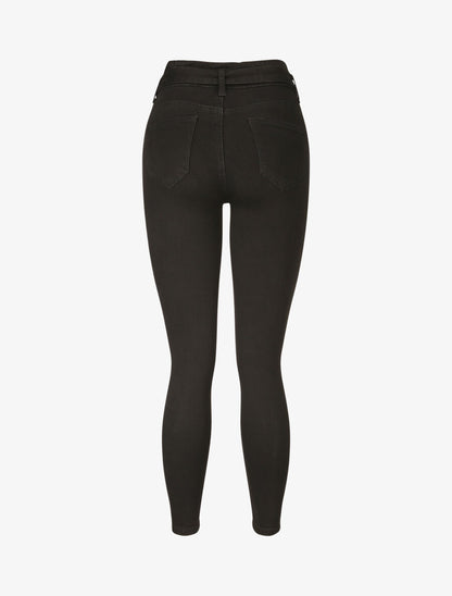 Jean ultra skinny à ceinture à nouer - Noir - 2