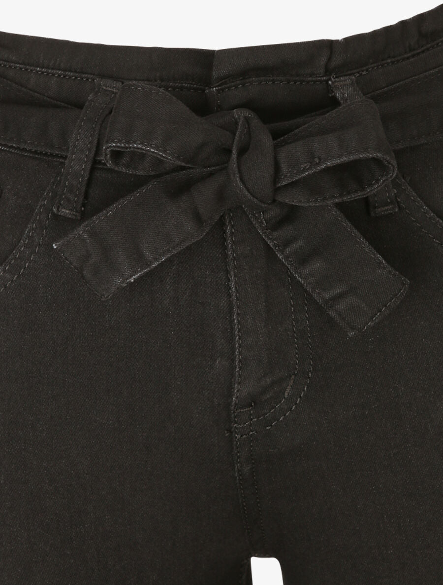 Jean ultra skinny à ceinture à nouer - Noir - 3