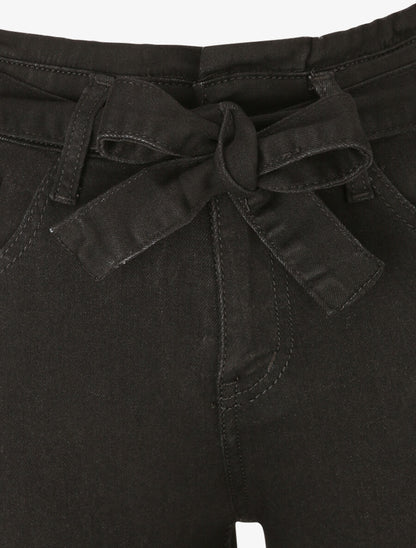 Jean ultra skinny à ceinture à nouer - Noir - 3