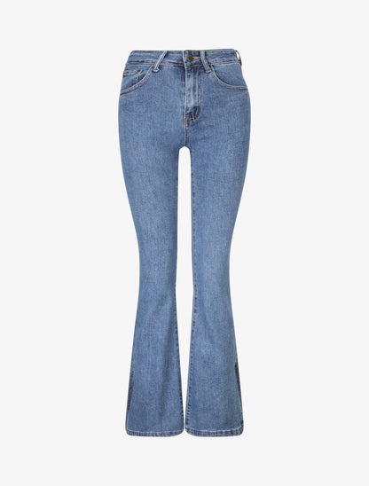 Jean flare à bords fendus - Bleu - 1
