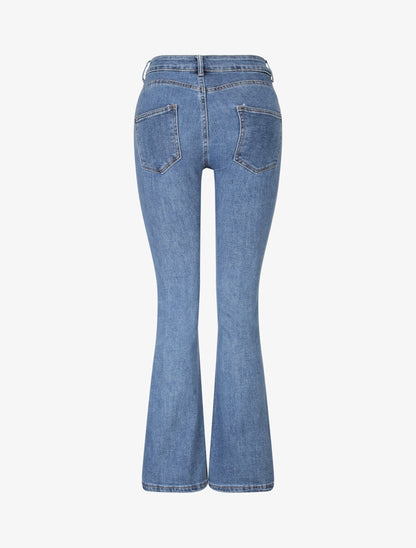 Jean flare à bords fendus - Bleu - 2