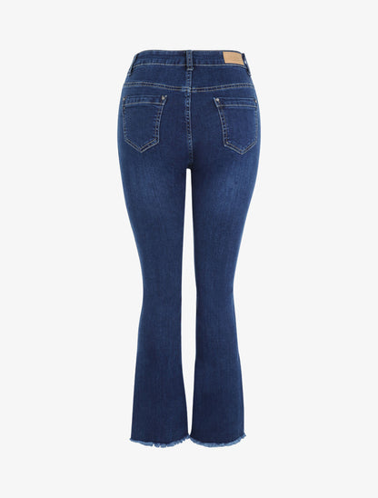 Jean boot cut à bords coupe franche - Bleu denim - 2