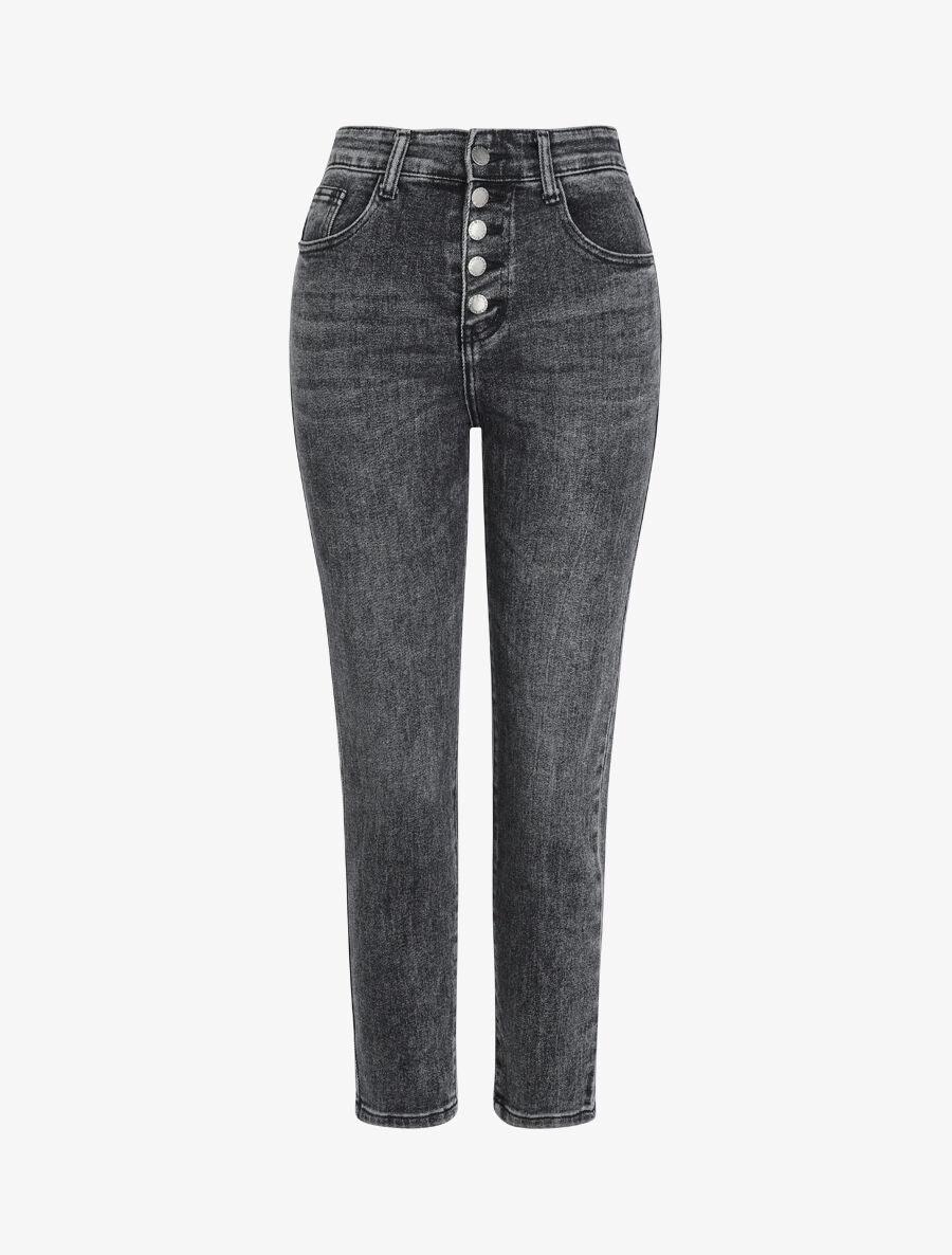 Jean mom 7/8 - Gris foncé - 1